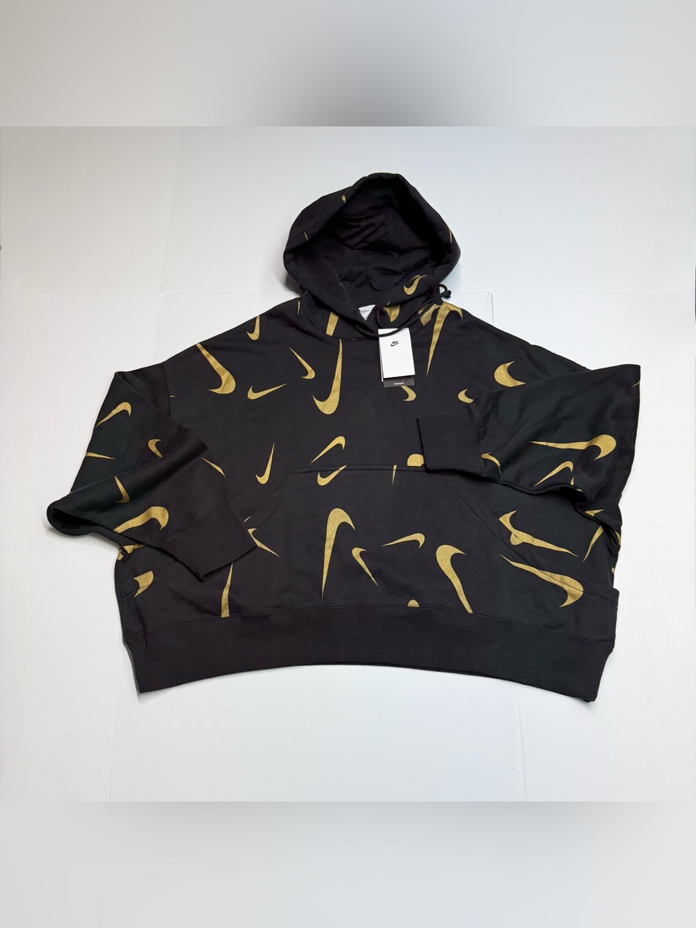 Nike Club Fleece Hoodie Oversized Womens XL Allover Graphic Pullover NWT